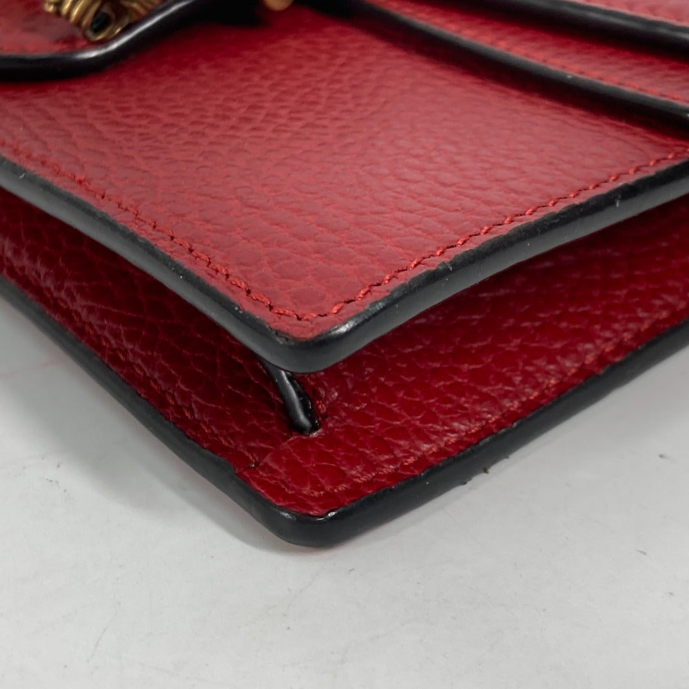 GUCCI Shoulder Bag 476432 leather Red 2WAY Bag Pouch Clutch Bag Dionysus Rhinestone Women Used Authentic