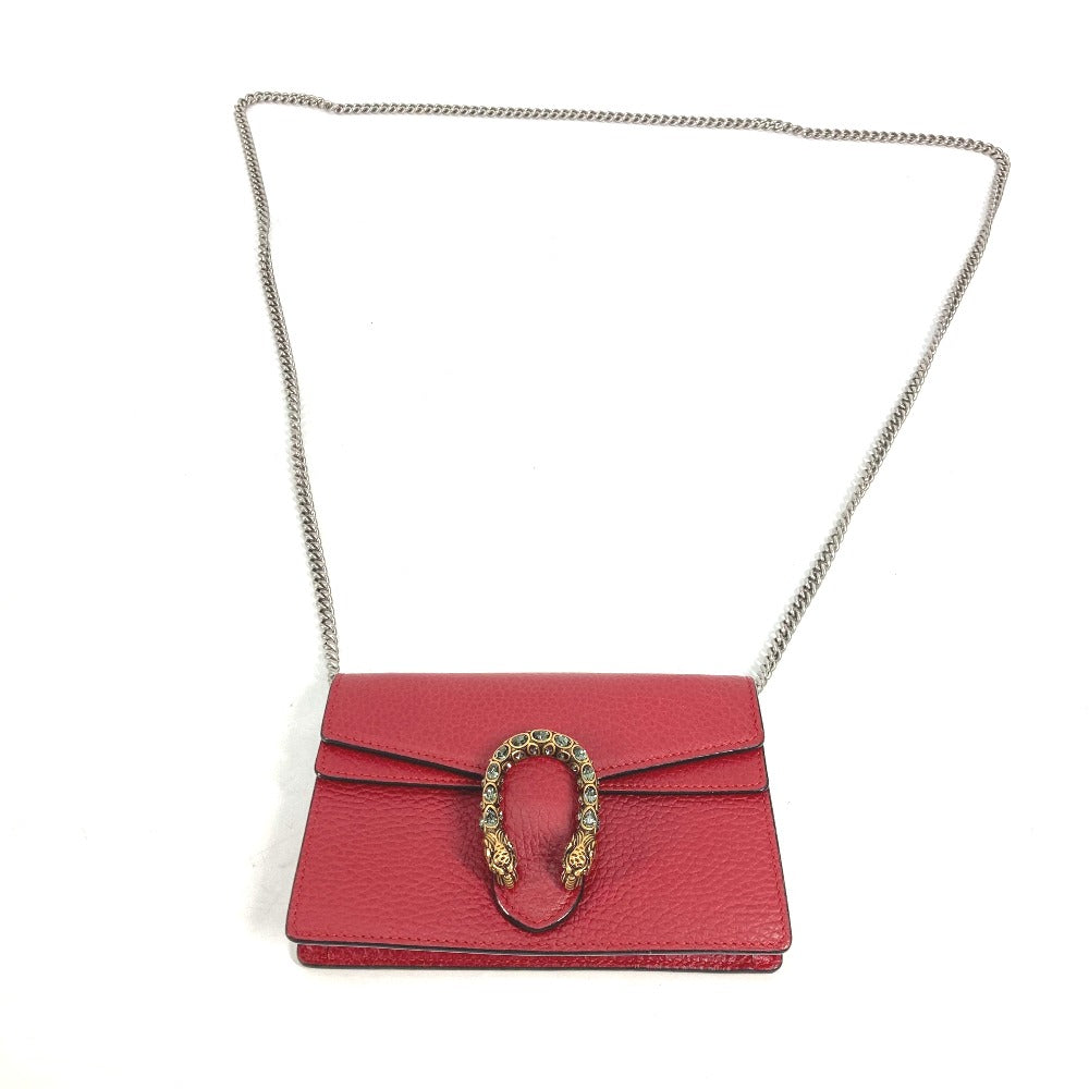 GUCCI Shoulder Bag 476432 leather Red 2WAY Bag Pouch Clutch Bag Dionysus Rhinestone Women Used Authentic