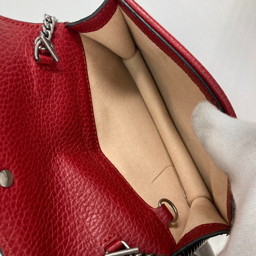 GUCCI Shoulder Bag 476432 leather Red 2WAY Bag Pouch Clutch Bag Dionysus Rhinestone Women Used Authentic
