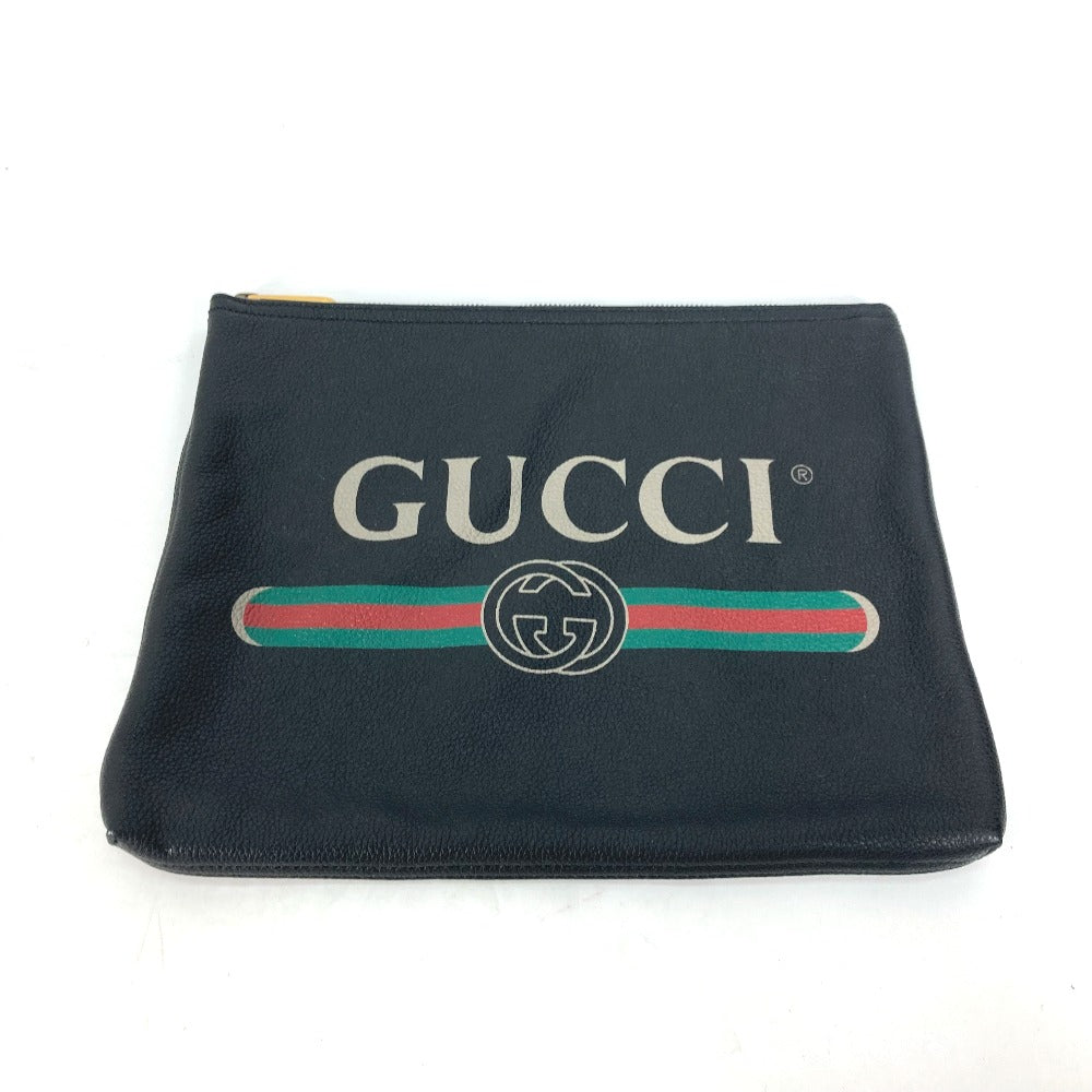 GUCCI Clutch bag 500981 leather black logo