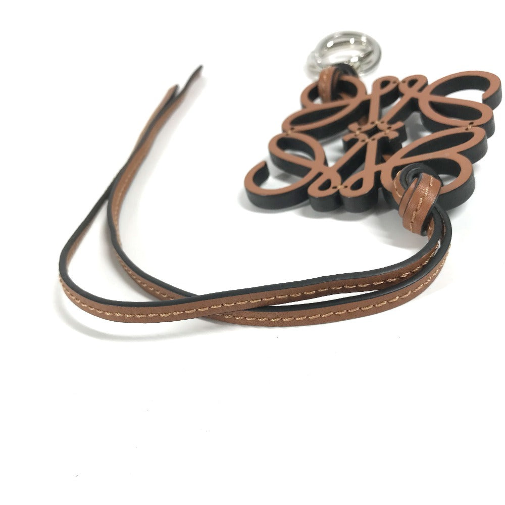LOEWE charm C621232X83 leather black Bag Charm Key Holder anagram Women Used Authentic