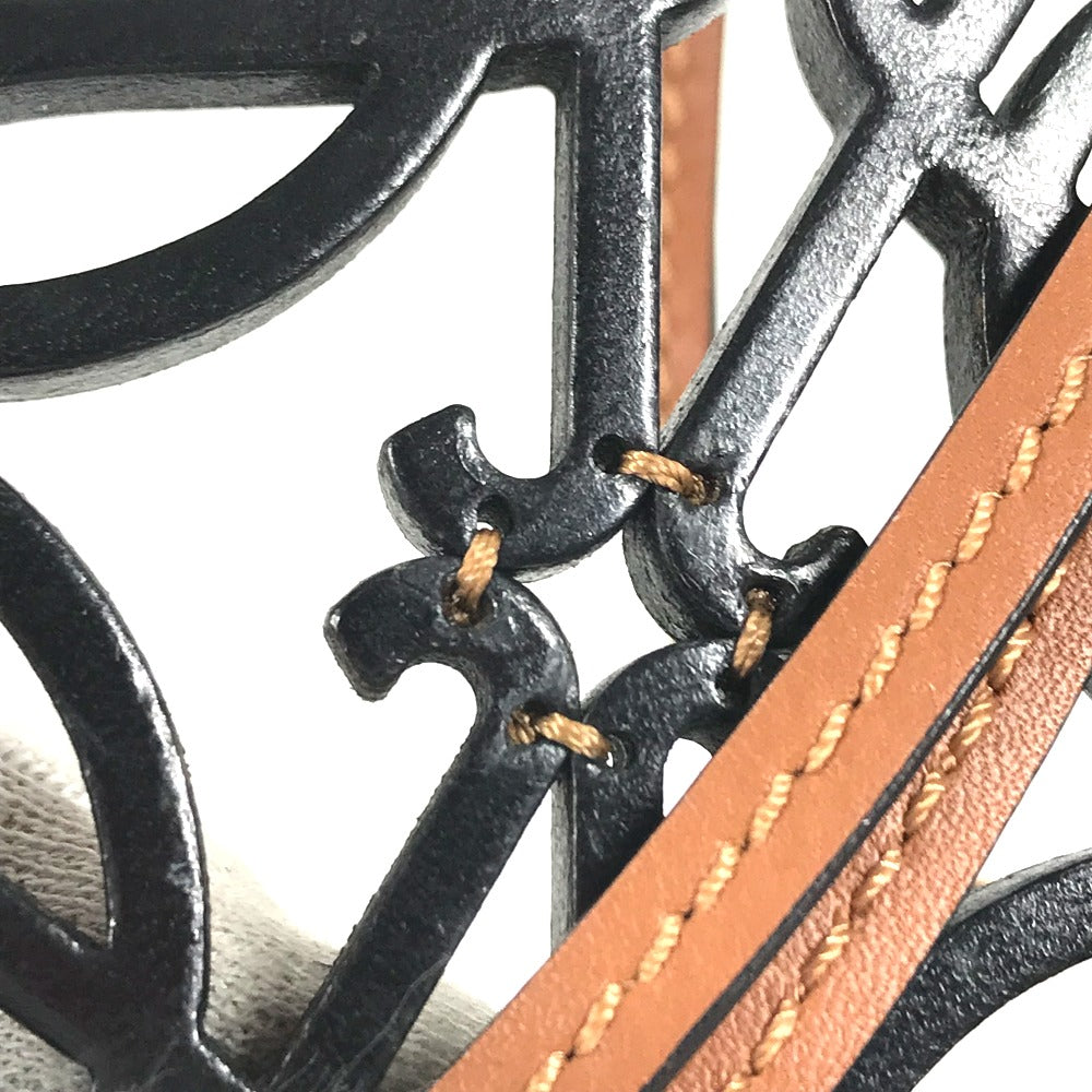 LOEWE charm C621232X83 leather black Bag Charm Key Holder anagram Women Used Authentic