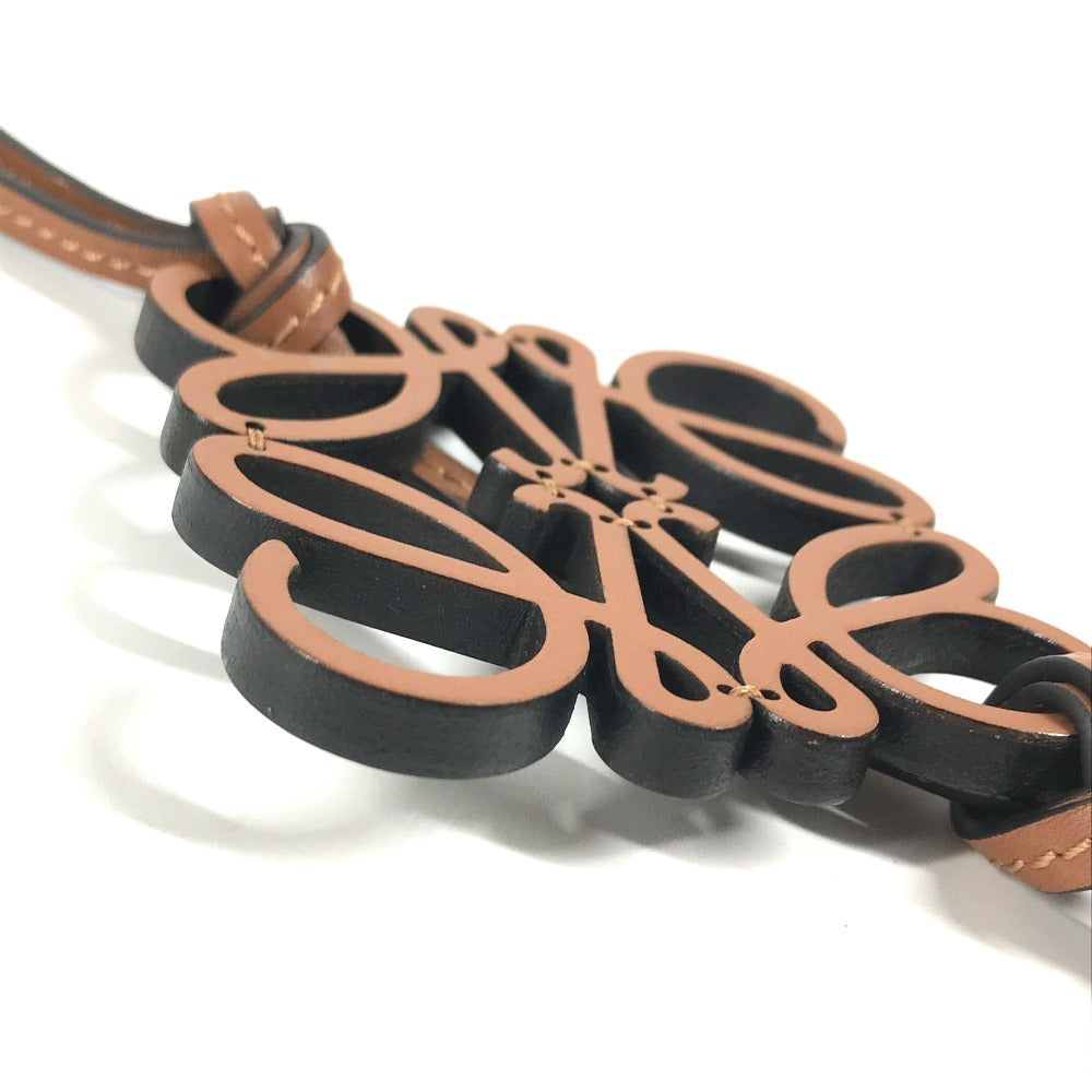 LOEWE charm C621232X83 leather black Bag Charm Key Holder anagram Women Used Authentic