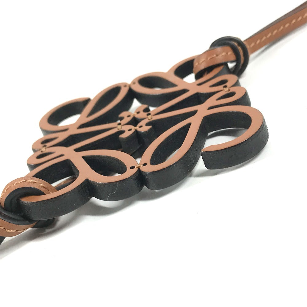 LOEWE charm C621232X83 leather black Bag Charm Key Holder anagram Women Used Authentic