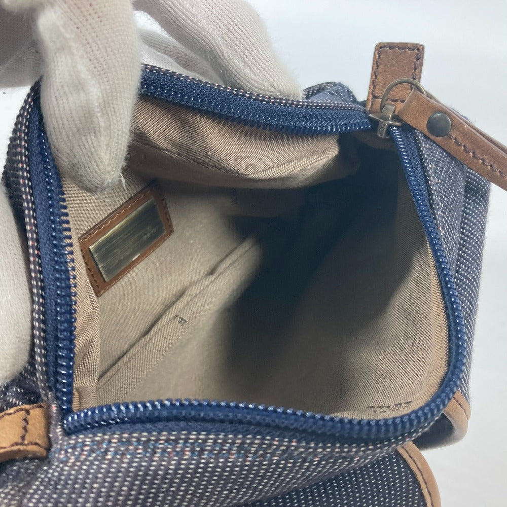 FENDI Sling bag Leather / canvas blue Denim Rainbow logo FF