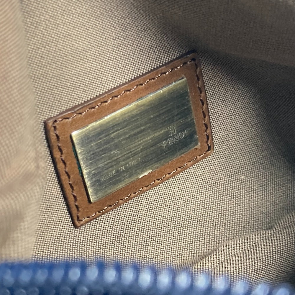 FENDI Sling bag Leather / canvas blue Denim Rainbow logo FF
