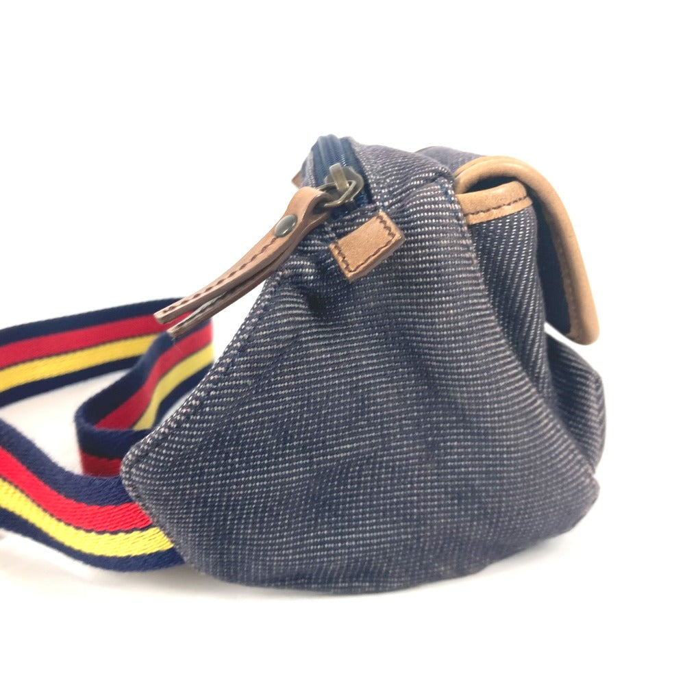 FENDI Sling bag Leather / canvas blue Denim Rainbow logo FF
