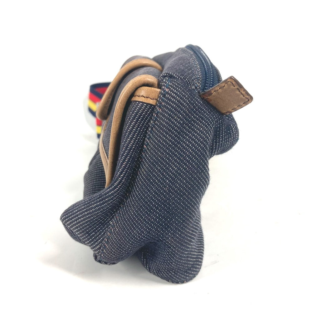 FENDI Sling bag Leather / canvas blue Denim Rainbow logo FF