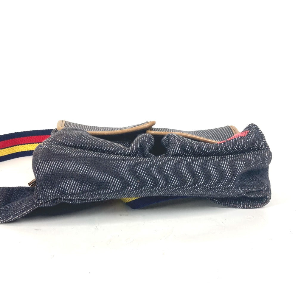 FENDI Sling bag Leather / canvas blue Denim Rainbow logo FF