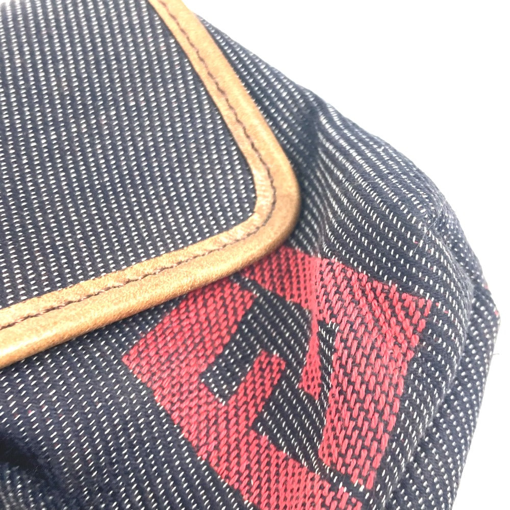 FENDI Sling bag Leather / canvas blue Denim Rainbow logo FF