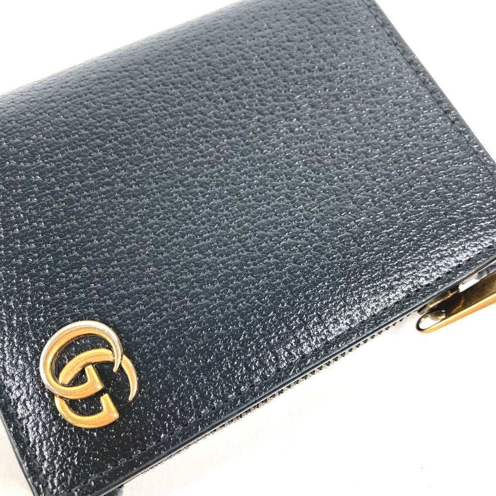 GUCCI Folded wallet 760223 leather black Double G Long Wallet Women Used Authentic