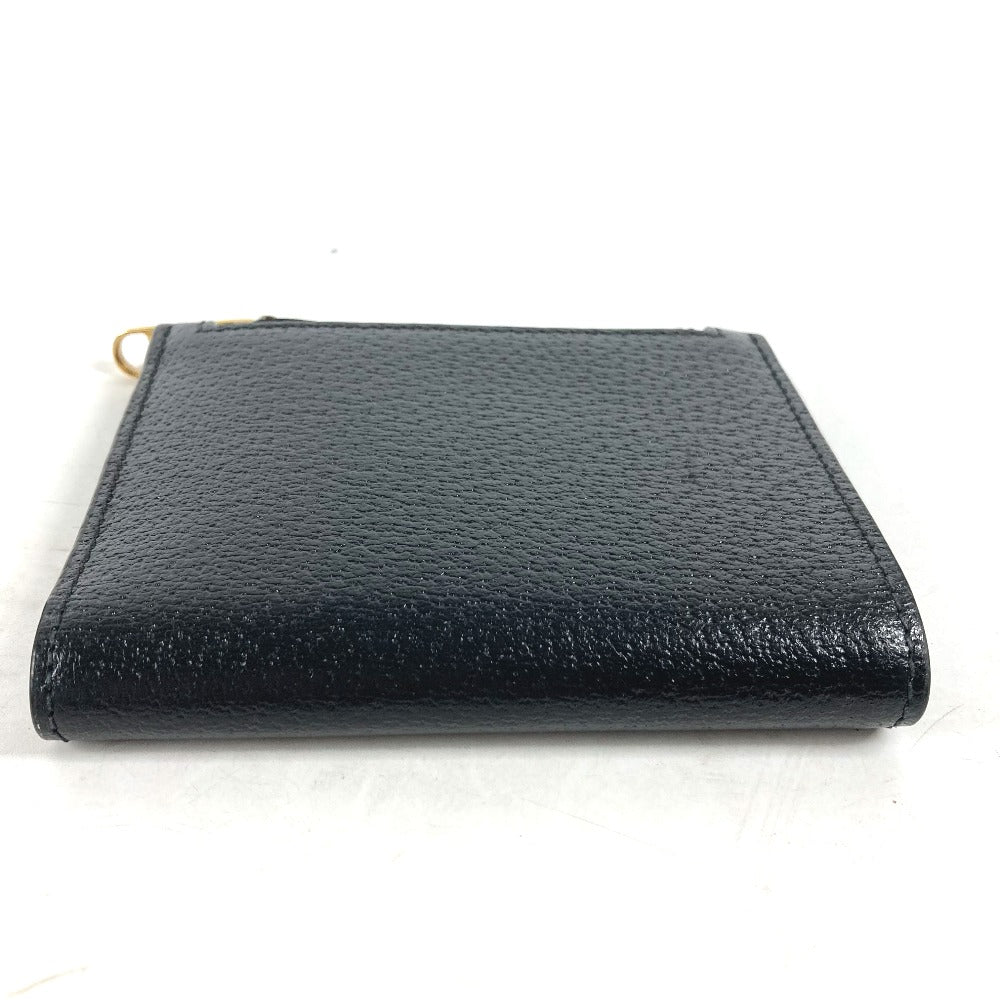 GUCCI Folded wallet 760223 leather black Double G Long Wallet Women Used Authentic