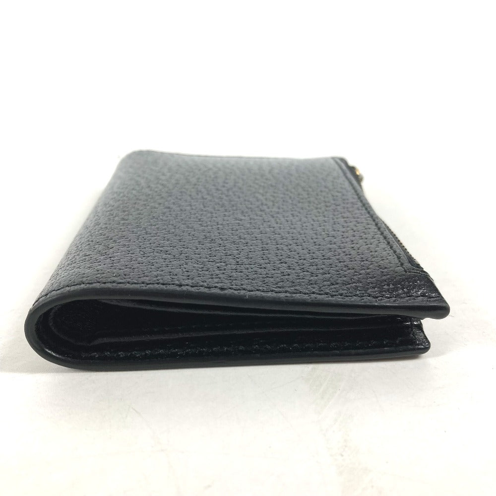 GUCCI Folded wallet 760223 leather black Double G Long Wallet Women Used Authentic