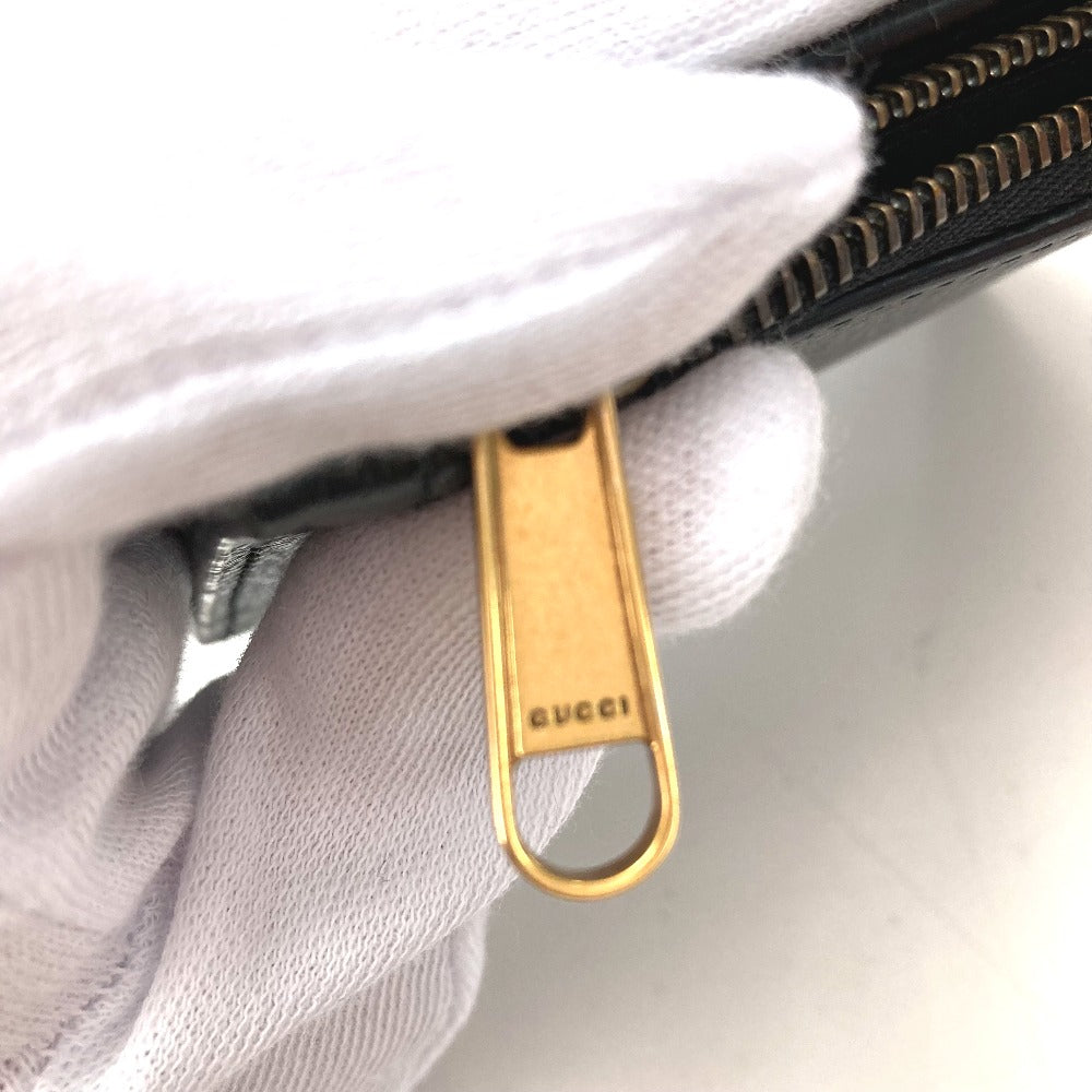 GUCCI Folded wallet 760223 leather black Double G Long Wallet Women Used Authentic