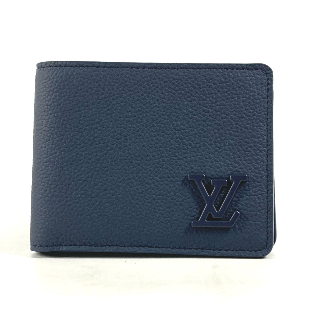 LOUIS VUITTON Folded wallet M81822 leather Navy LV Aero Portefeuille mens Used Authentic