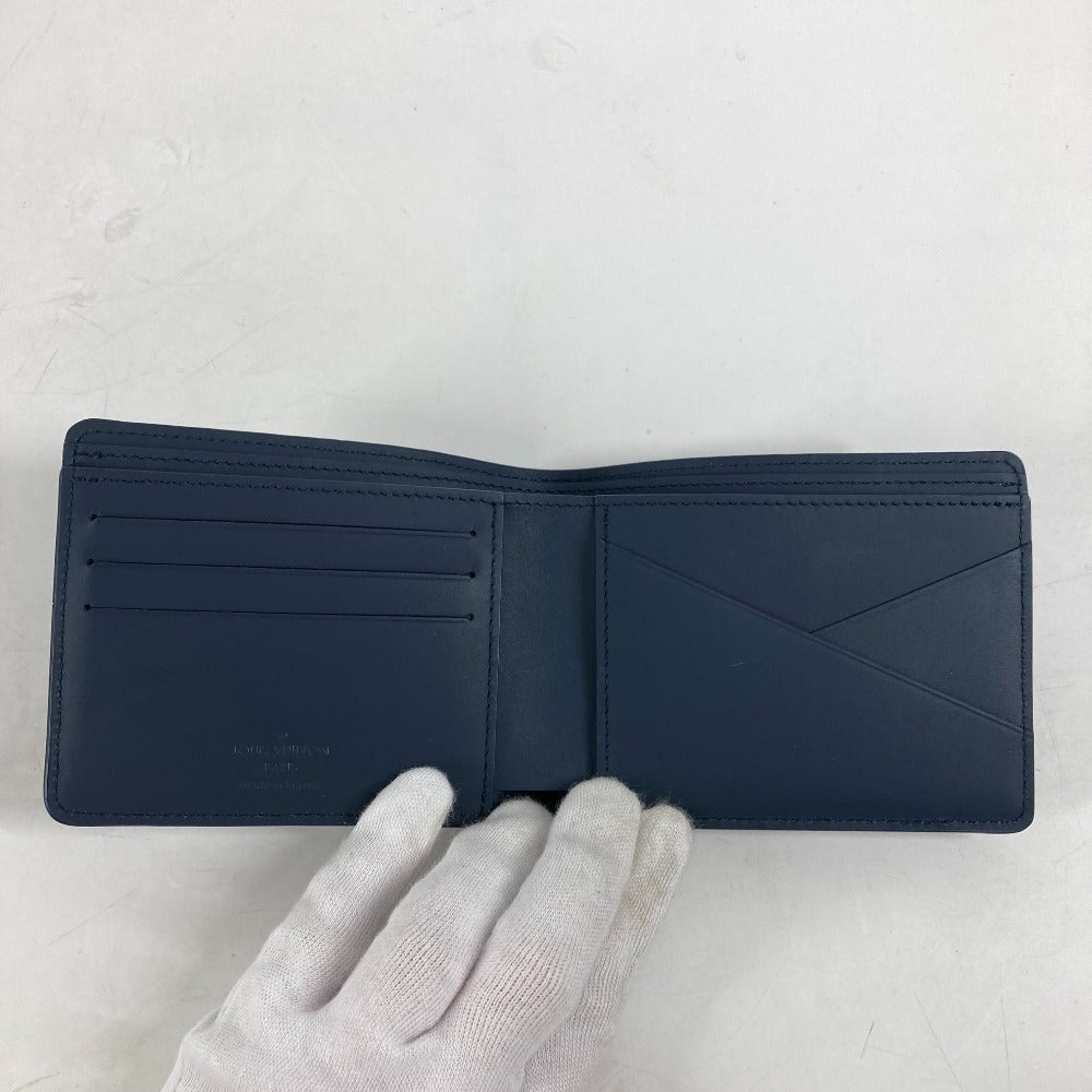 LOUIS VUITTON Folded wallet M81822 leather Navy LV Aero Portefeuille mens Used Authentic