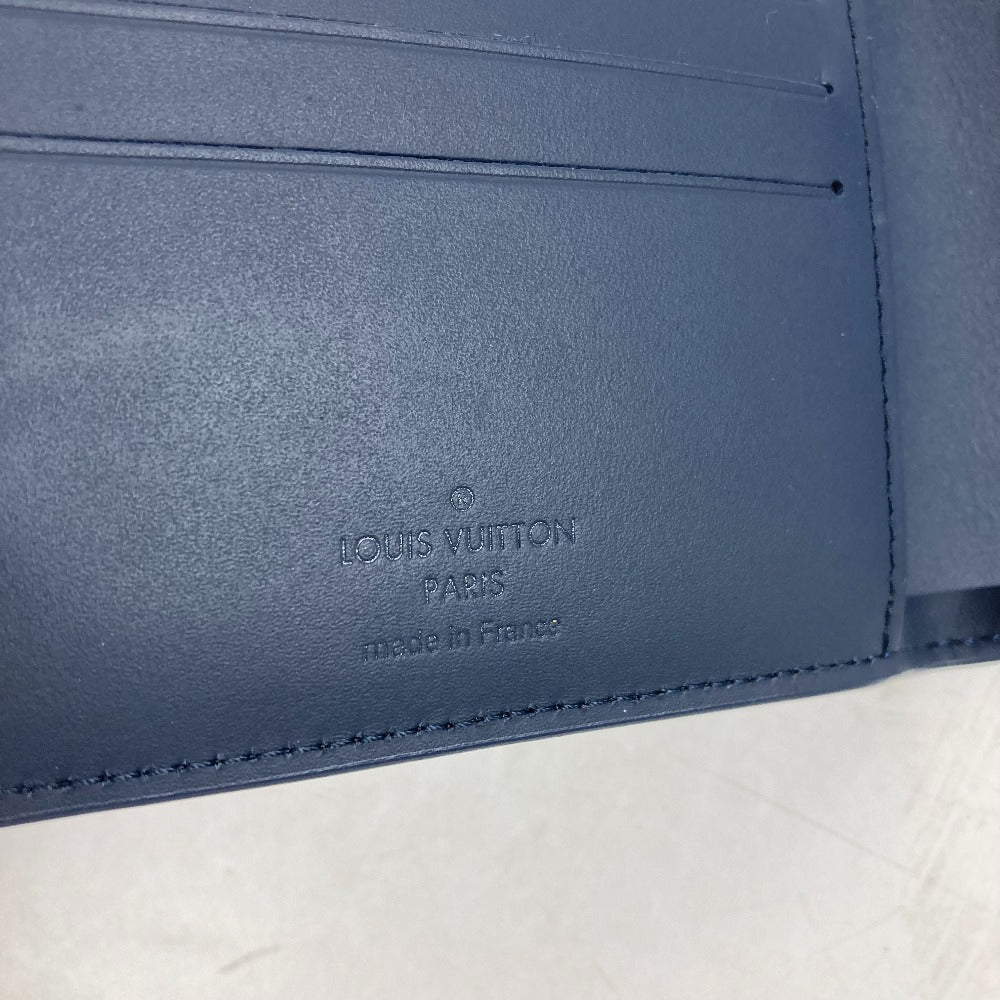LOUIS VUITTON Folded wallet M81822 leather Navy LV Aero Portefeuille mens Used Authentic