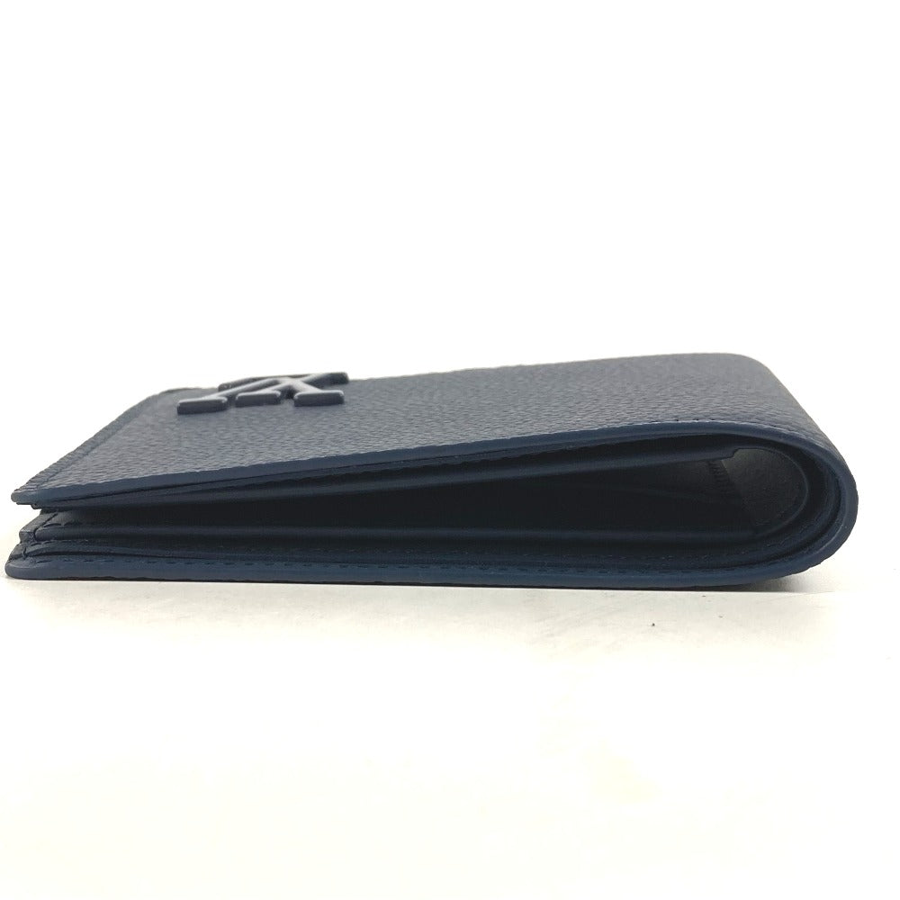 LOUIS VUITTON Folded wallet M81822 leather Navy LV Aero Portefeuille mens Used Authentic