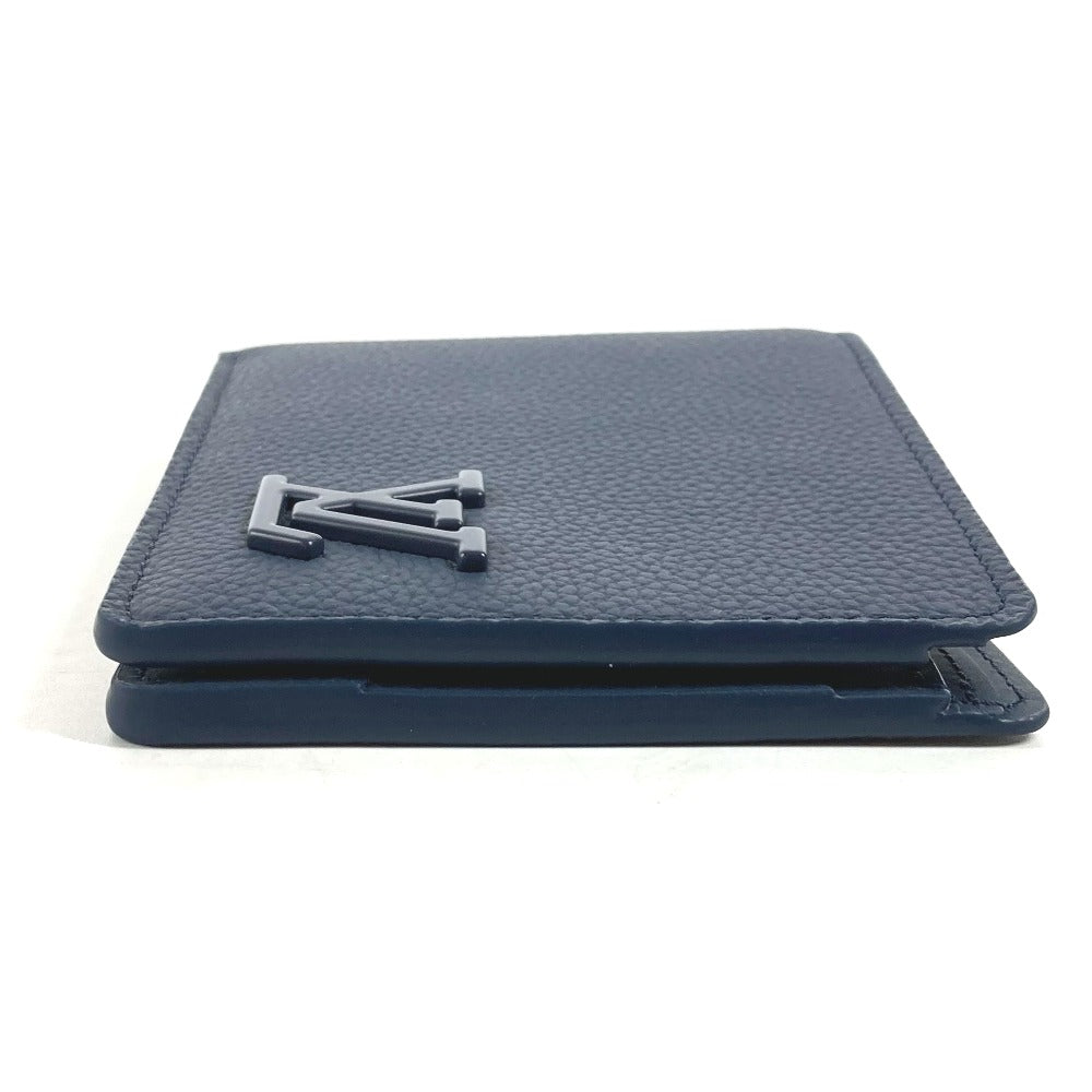 LOUIS VUITTON Folded wallet M81822 leather Navy LV Aero Portefeuille mens Used Authentic