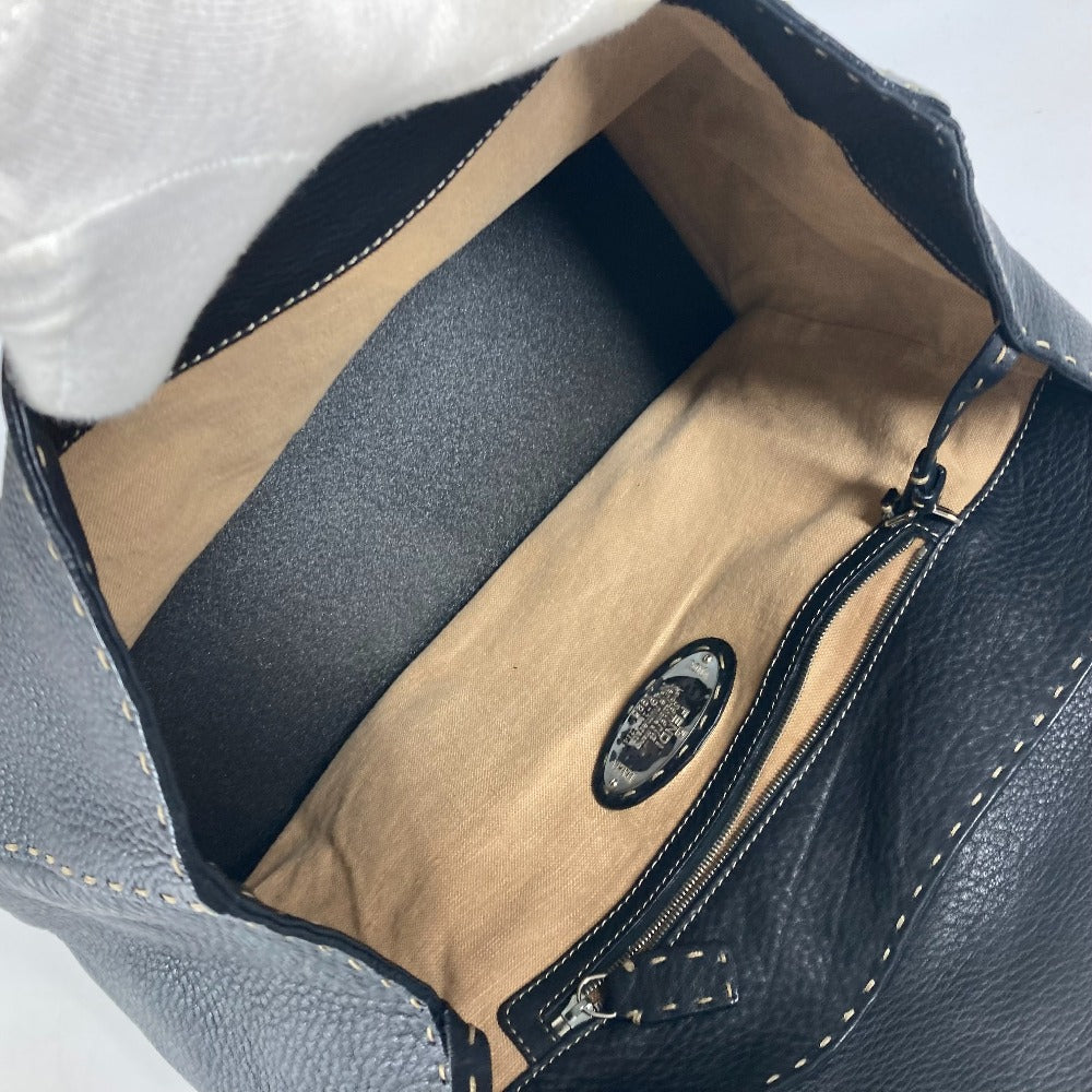 FENDI Shoulder Bag leather black vintage Celeria
