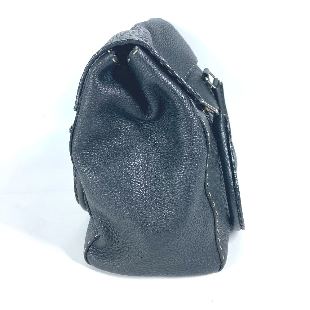 FENDI Shoulder Bag leather black vintage Celeria