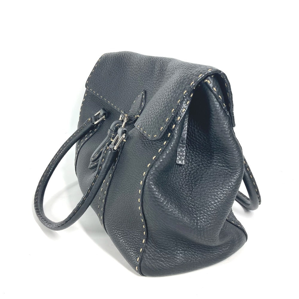 FENDI Shoulder Bag leather black vintage Celeria