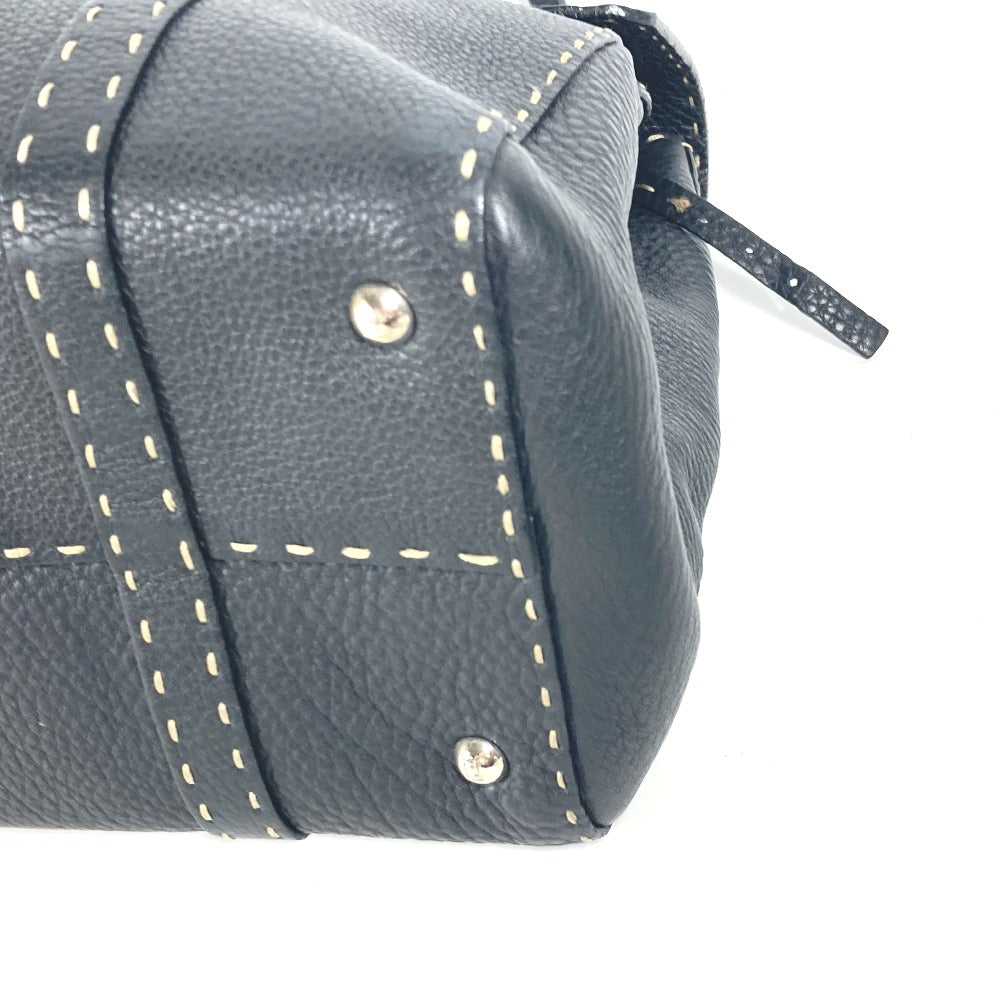 FENDI Shoulder Bag leather black vintage Celeria