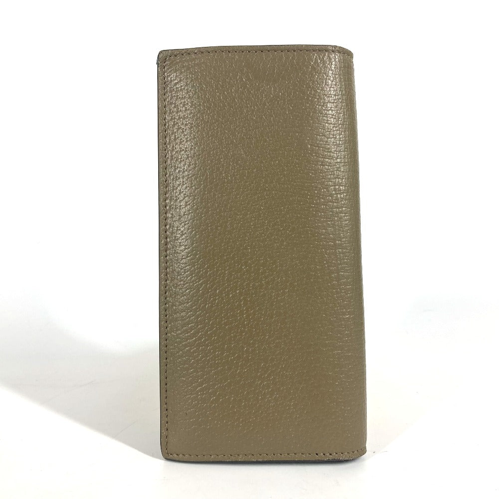 GUCCI Long Wallet Purse 428740 leather khaki Long wallet Double G GG Marmont mens Used Authentic