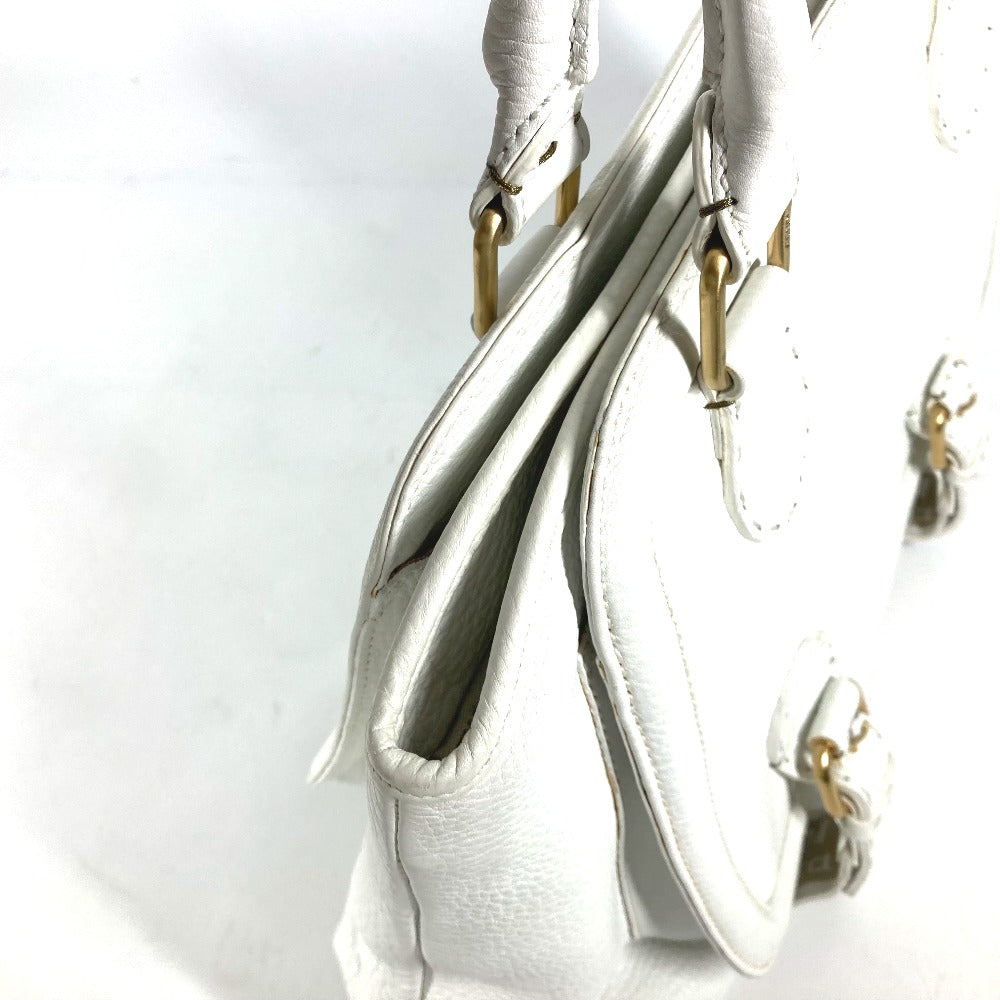 FENDI Shoulder Bag 8BN167 Roman leather white Horse Selleria logo Women Used Authentic