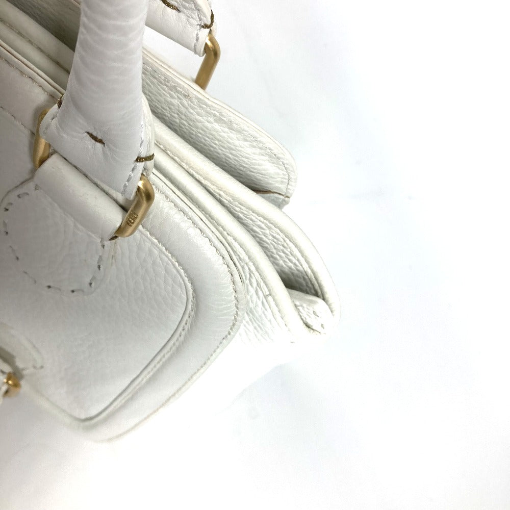 FENDI Shoulder Bag 8BN167 Roman leather white Horse Selleria logo Women Used Authentic
