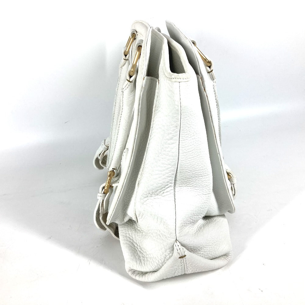 FENDI Shoulder Bag 8BN167 Roman leather white Horse Selleria logo Women Used Authentic