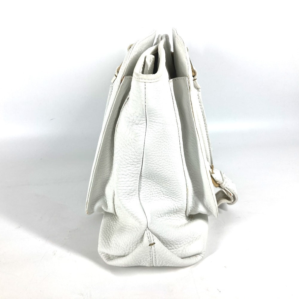 FENDI Shoulder Bag 8BN167 Roman leather white Horse Selleria logo Women Used Authentic