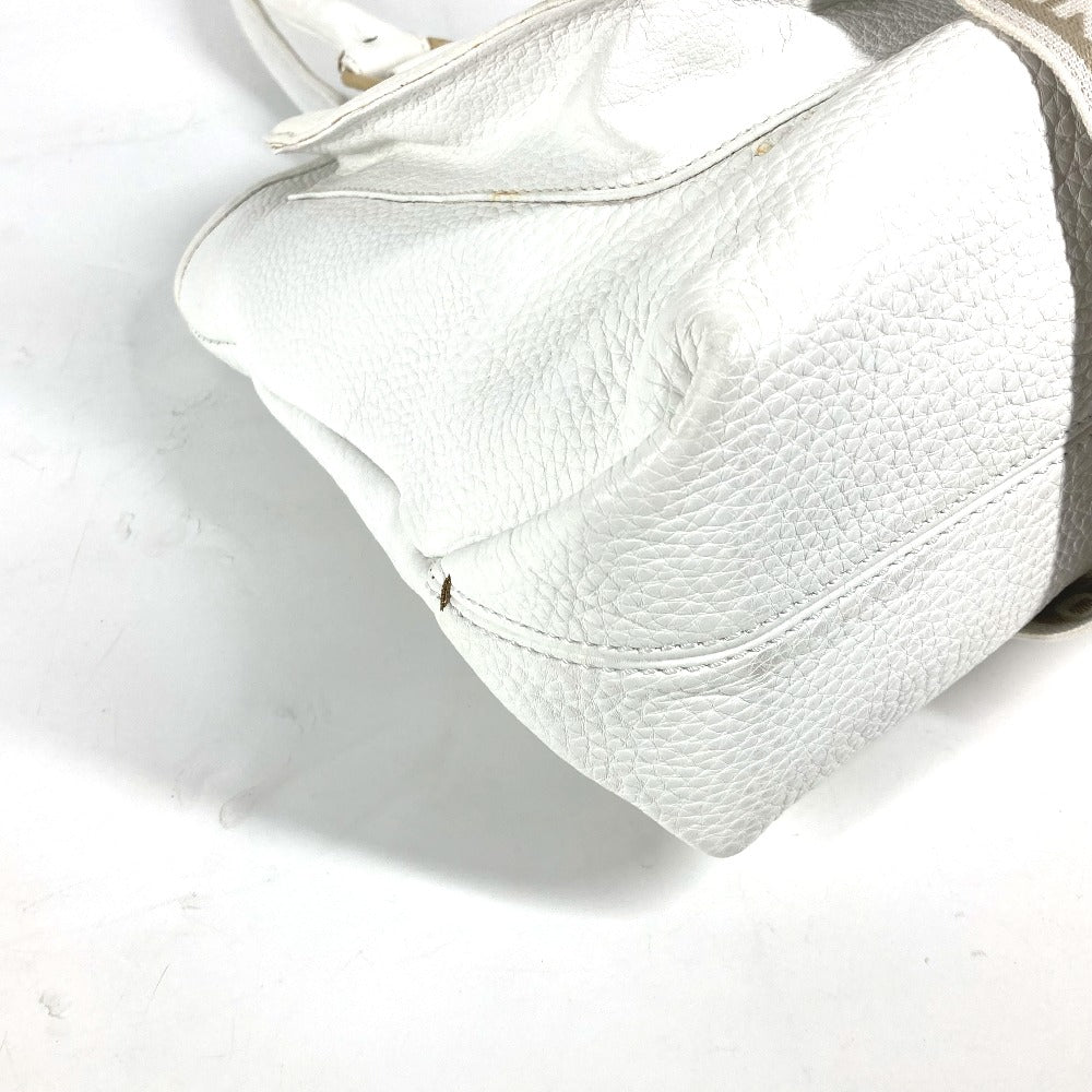 FENDI Shoulder Bag 8BN167 Roman leather white Horse Selleria logo Women Used Authentic
