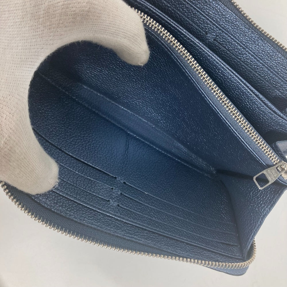 LOUIS VUITTON Long Wallet Purse M80958 Monogram Ann Platt Leather blue Monogram Ann Platt Zippy wallet Women Used Authentic