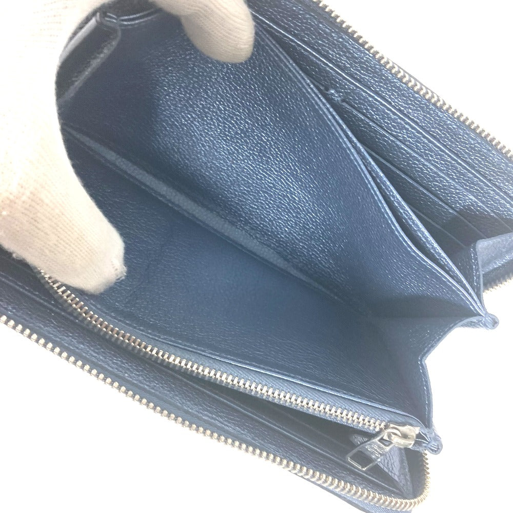 LOUIS VUITTON Long Wallet Purse M80958 Monogram Ann Platt Leather blue Monogram Ann Platt Zippy wallet Women Used Authentic