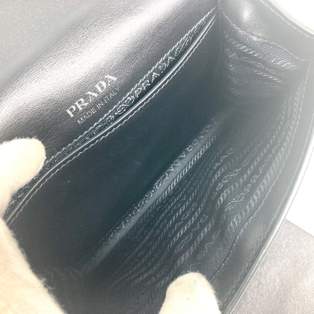 PRADA Shoulder Bag 1BD067 leather black 2WAY bag Chain Crystal rhinestones Women Used Authentic