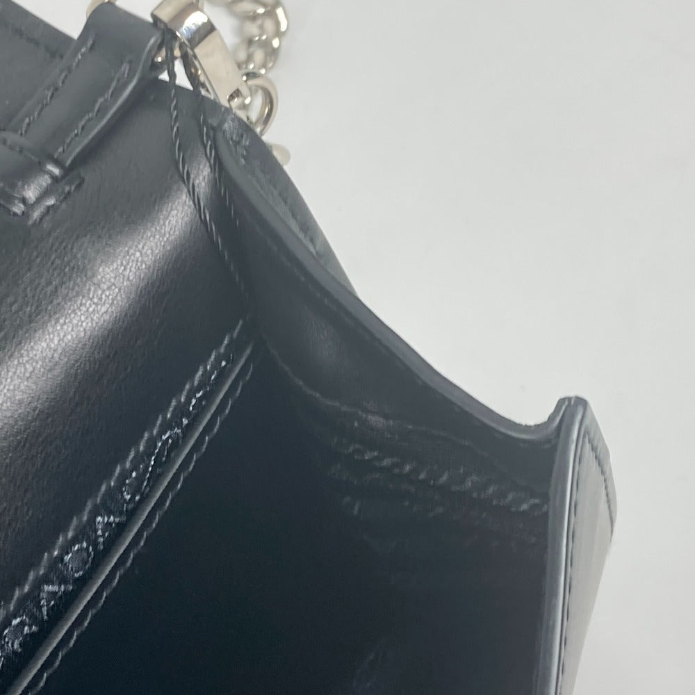 PRADA Shoulder Bag 1BD067 leather black 2WAY bag Chain Crystal rhinestones Women Used Authentic