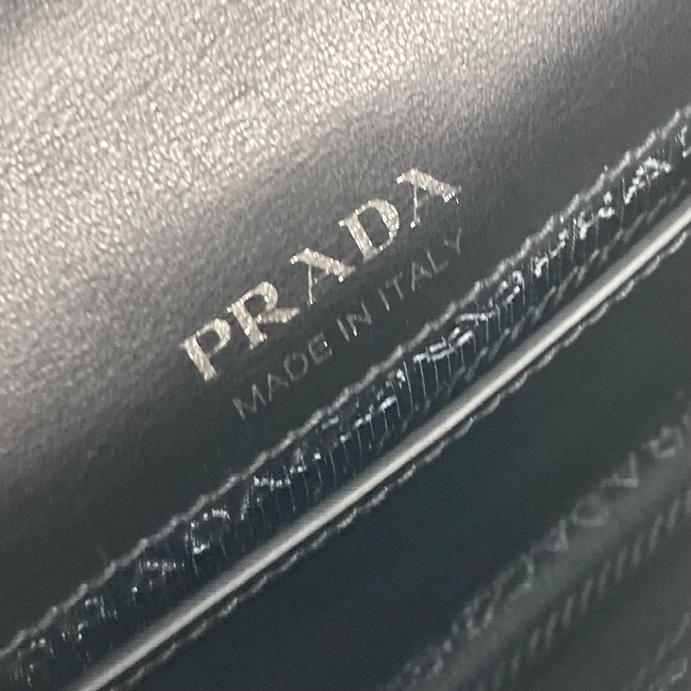 PRADA Shoulder Bag 1BD067 leather black 2WAY bag Chain Crystal rhinestones Women Used Authentic