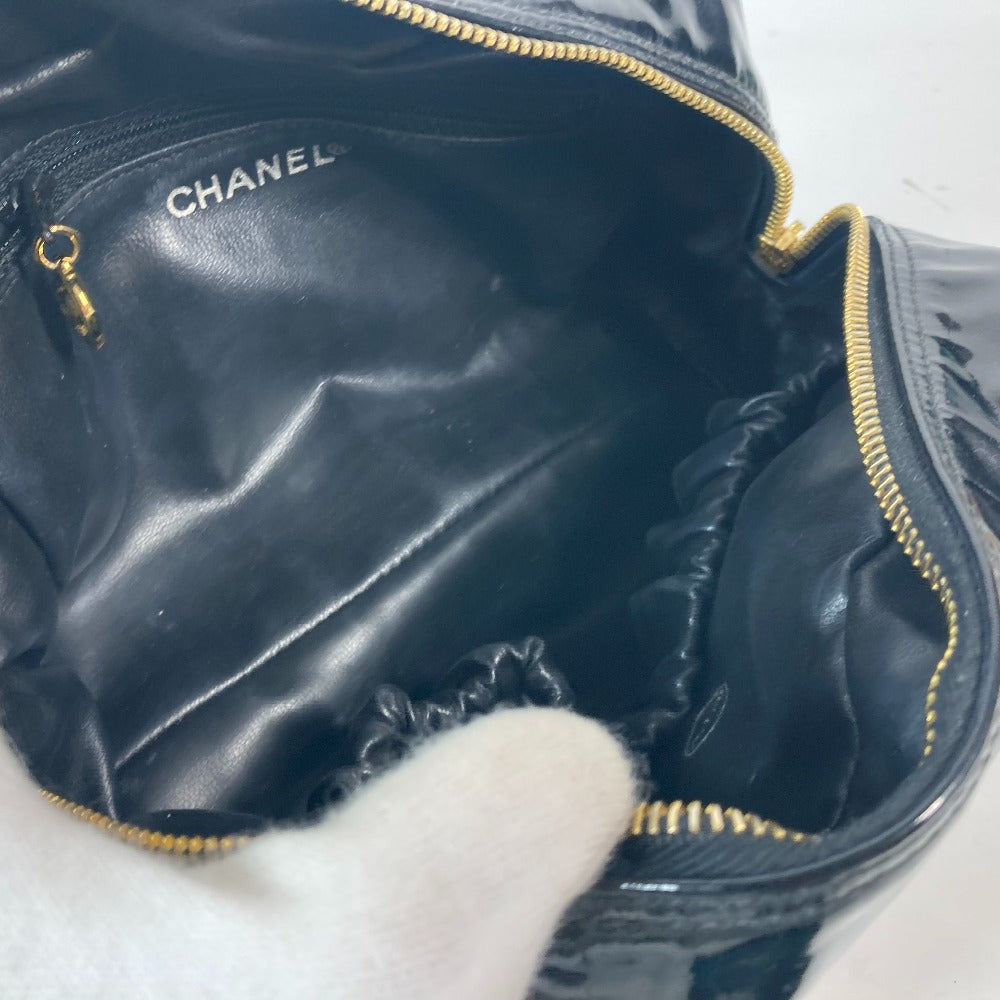 CHANEL Cosmetics Pouch enamel black Cosmetic porch CC COCO Mark
