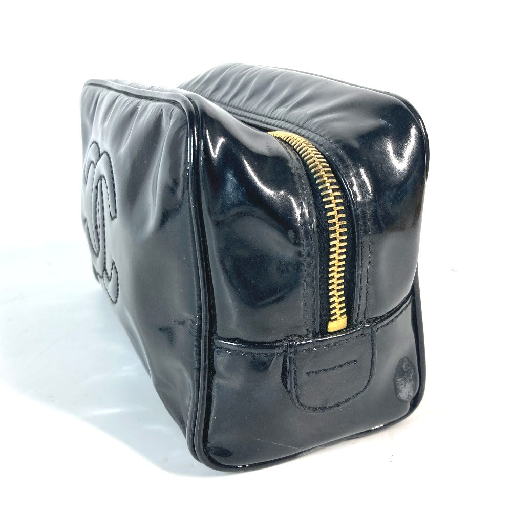 CHANEL Cosmetics Pouch enamel black Cosmetic porch CC COCO Mark