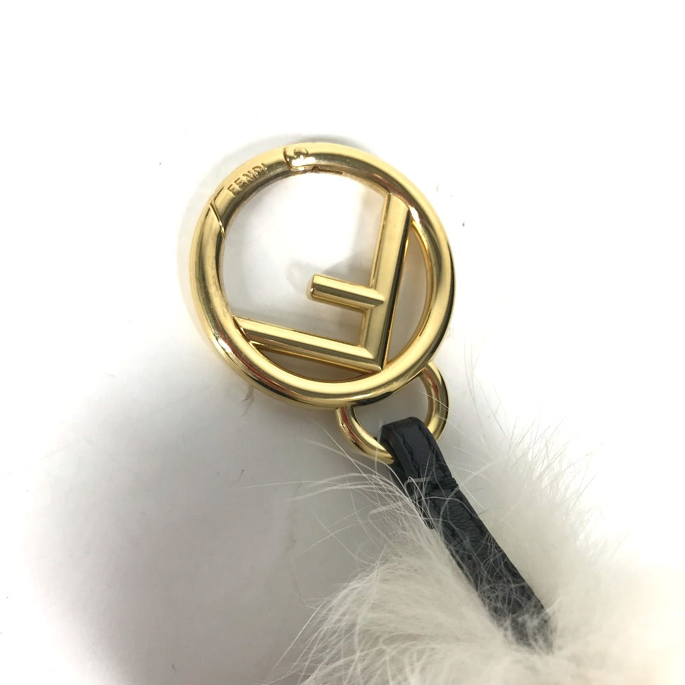 FENDI Bag charm canvas Brown Fur Rhinestones ZUCCA logo monster space monkey