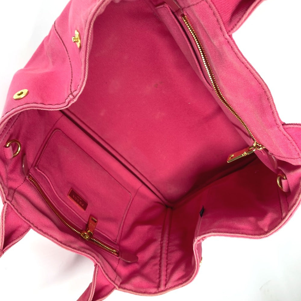 PRADA Tote Bag 1BG642 canvas pink Canapa logo M