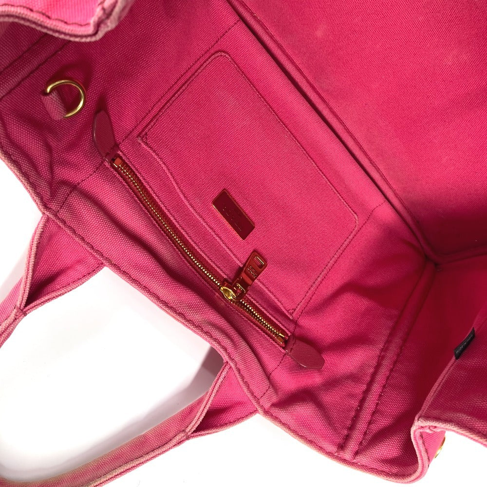 PRADA Tote Bag 1BG642 canvas pink Canapa logo M