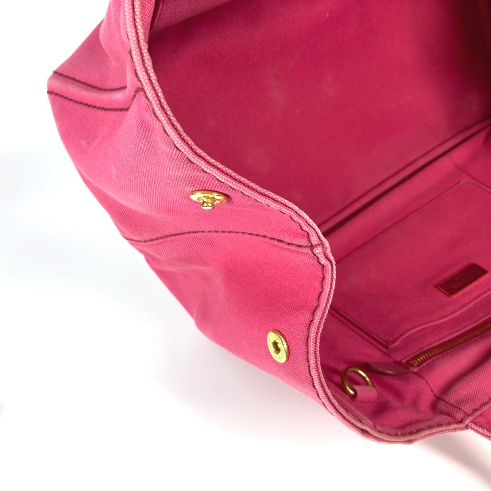 PRADA Tote Bag 1BG642 canvas pink Canapa logo M