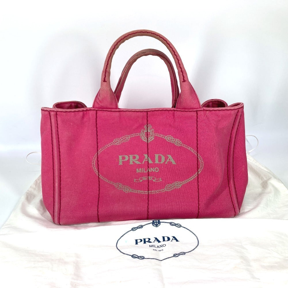 PRADA Tote Bag 1BG642 canvas pink Canapa logo M