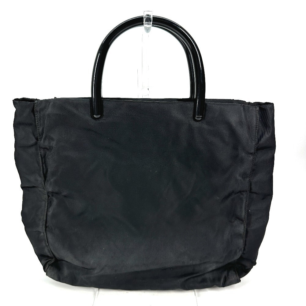 PRADA Handbag Nylon black Triangle logo plate Plat Stick handle