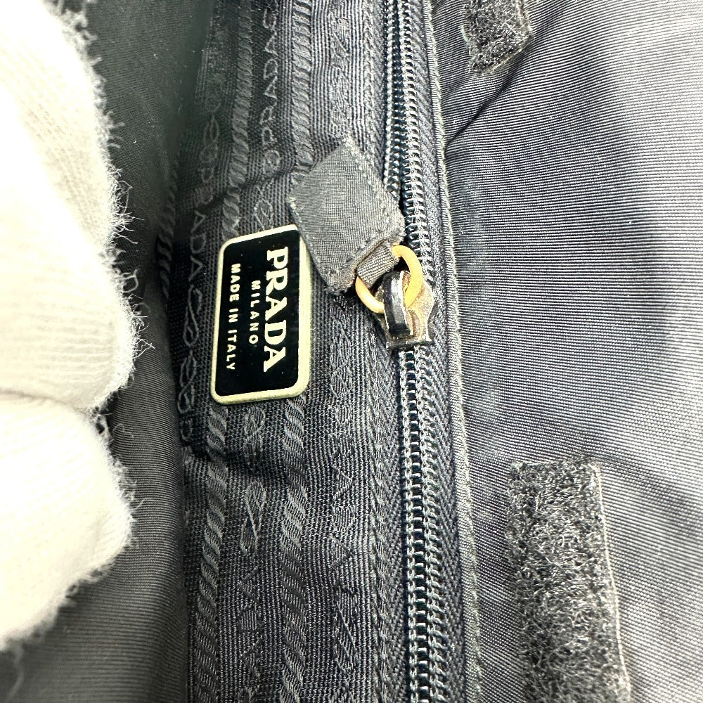 PRADA Handbag Nylon black Triangle logo plate Plat Stick handle