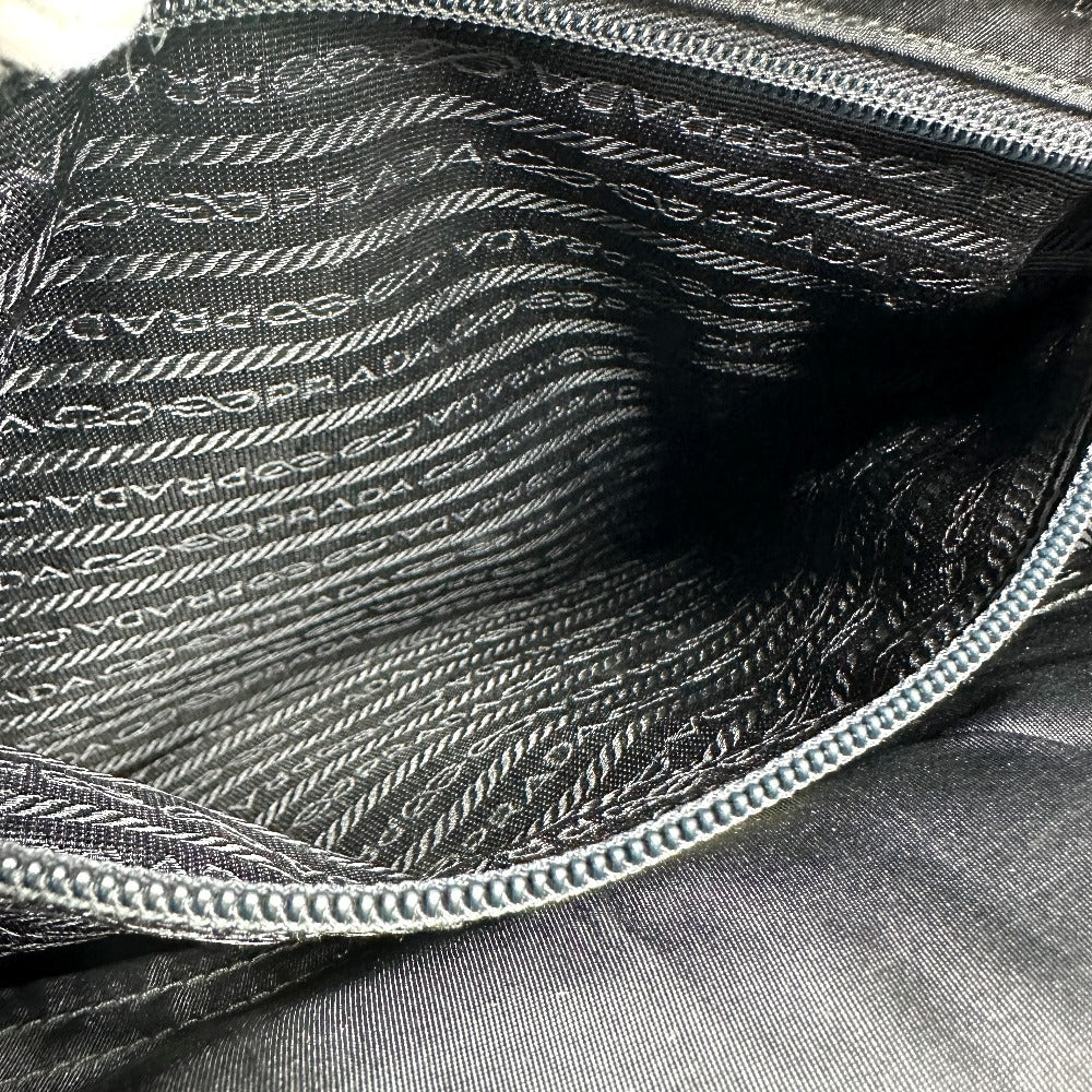 PRADA Handbag Nylon black Triangle logo plate Plat Stick handle