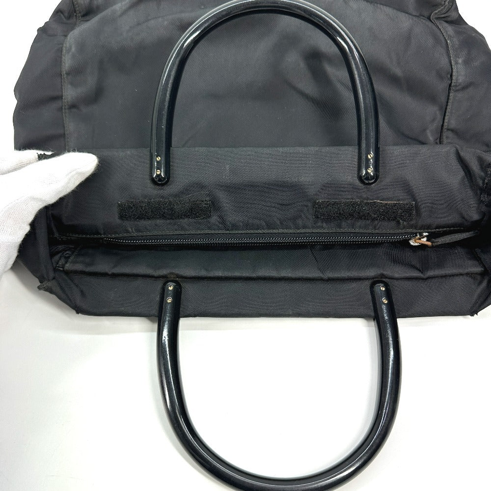 PRADA Handbag Nylon black Triangle logo plate Plat Stick handle