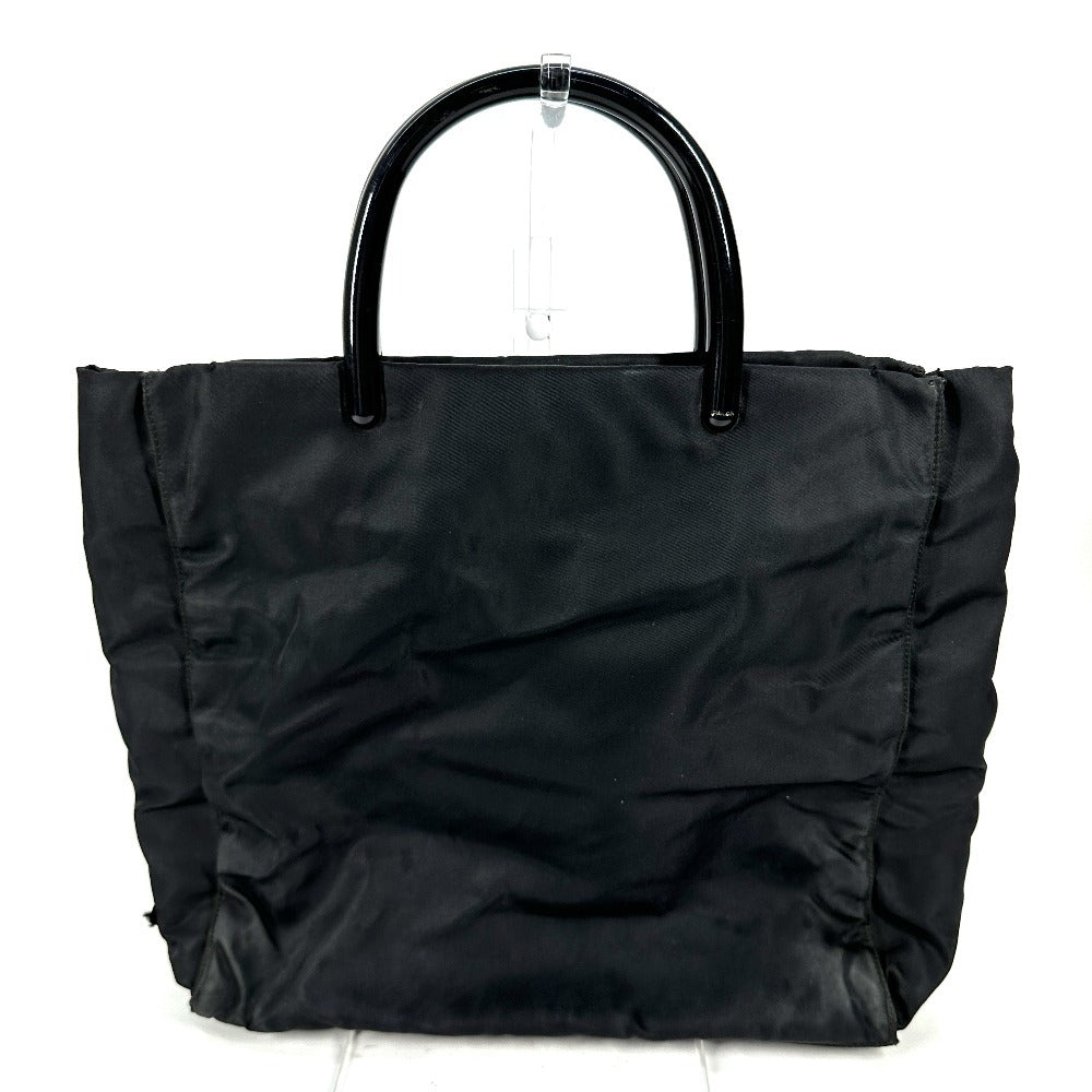 PRADA Handbag Nylon black Triangle logo plate Plat Stick handle